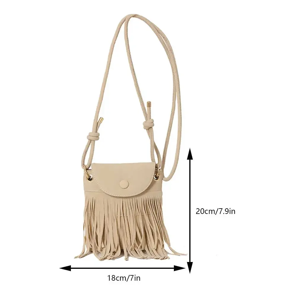 Fringe Design Messenger Bag with Adjustable Strap Everyday Shoulder Bag Trendy Leather Shoulder Bag Tassel for Autumn and Winter