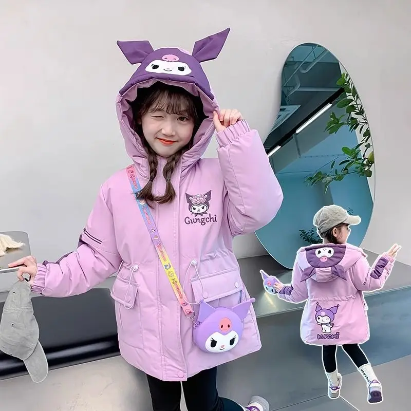 

Kawaii Kuromi Sanrio, милая ветровка с героями мультфильмов, куртка для студентов, детская теплая спортивная одежда с длинными рукавами, рождественские подарки для детей