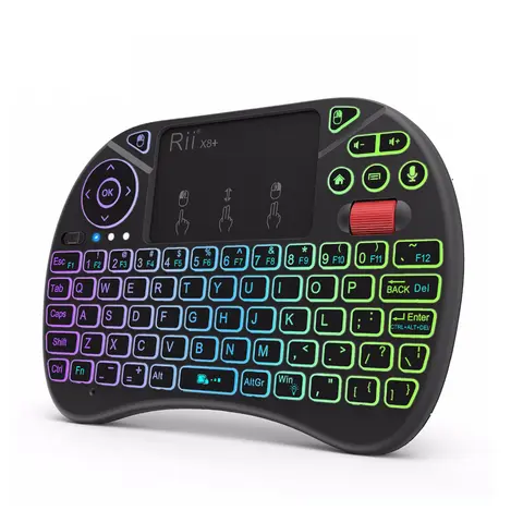 Rii – Mini clavier X8 + sans fil avec pavé tactile, pour Android TV Box Smart TV/PC/Ipad, recherche vocale, rétro-éclairage LED, clavier RU/US