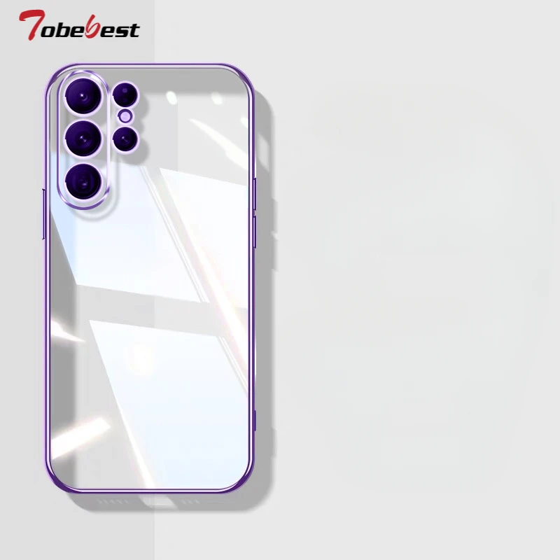 Przezroczyste, silikonowe etui do S24 S23 S22 S21 S20 Ultra Plus FE Square Frame Soft Back Cover