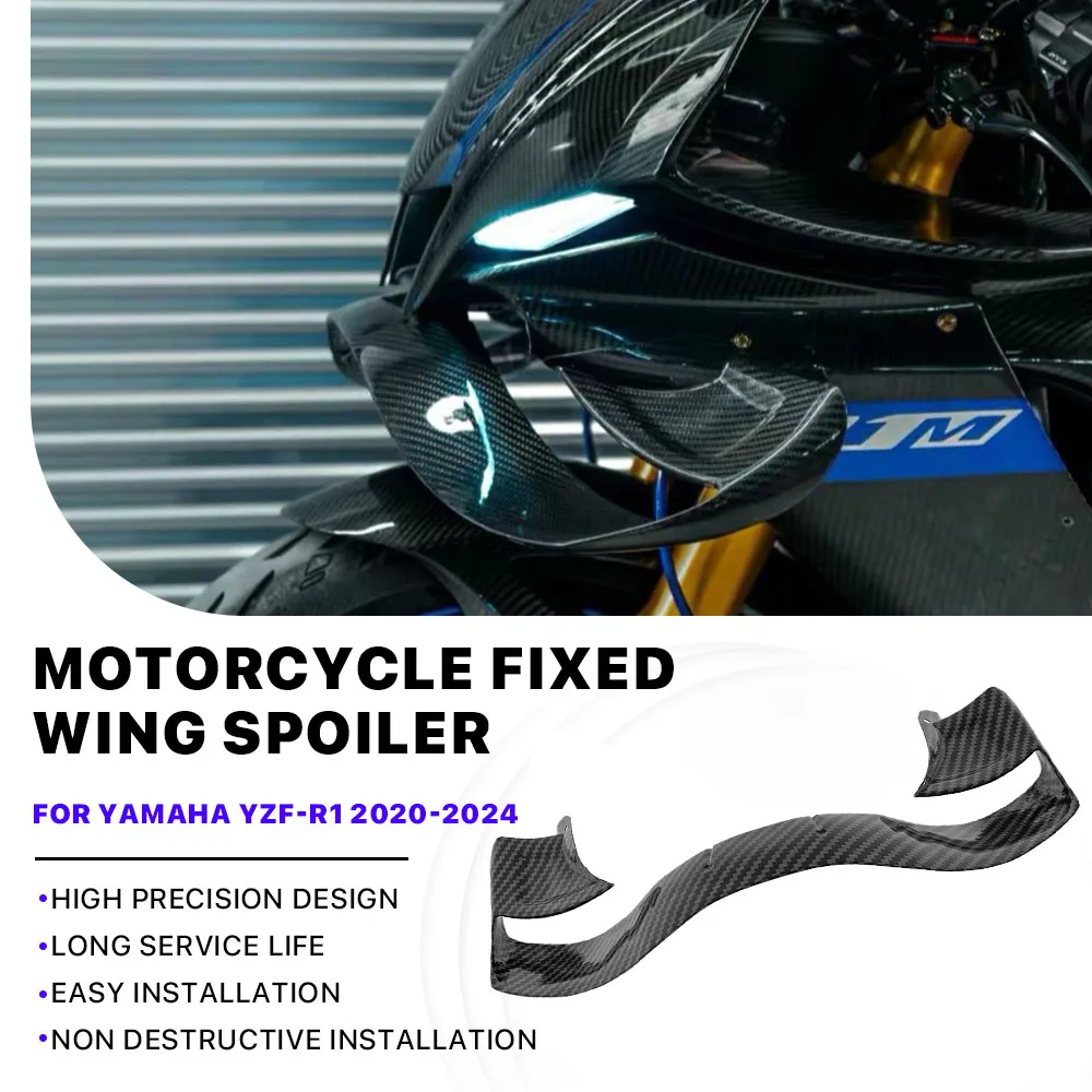 

Для Yamaha R1 R1M 2020-2024 новые крылышки, спойлер, карбоновые крылья GP, передний обтекатель, фиксированное крыло, прижимная сила, детали для мотоциклов, установка из АБС-пластика