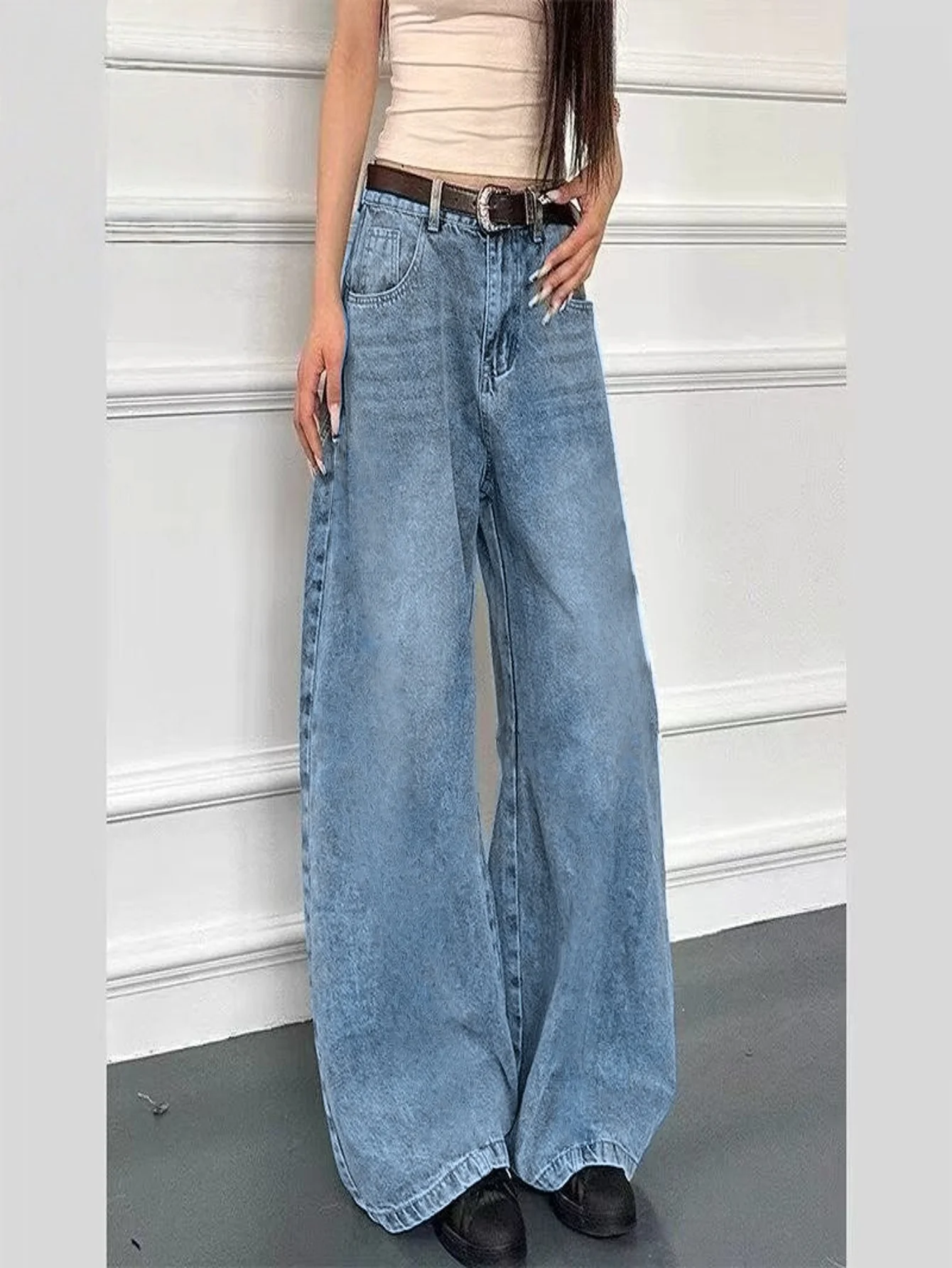Original Y2K Loose Blue Jeans Pants For Man Drip Unisex Denim No accessories or belts included
