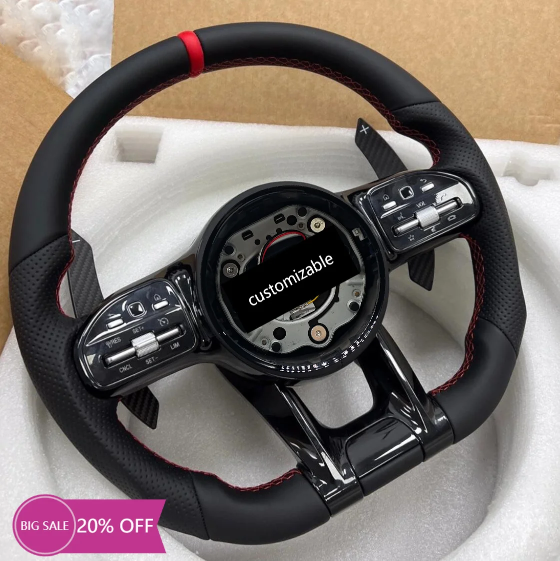 

Sports Leather Steering Wheel for Mercedes-Benz W205 W207 W218 W220 W222 W238 C117 2010-2021 Car Interior Without airbags