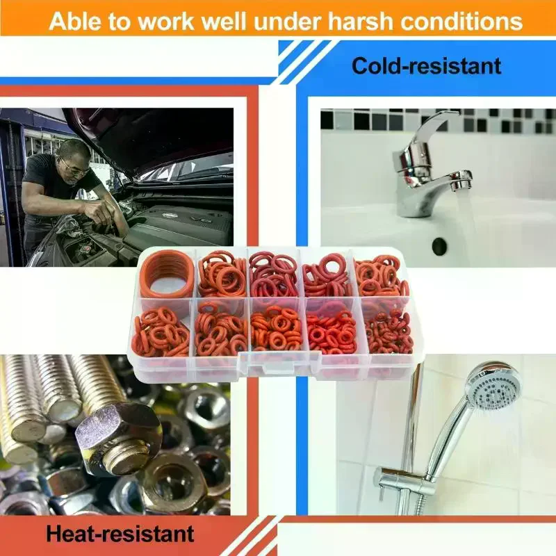 270/351Pcs Nitrile Rubber Round Gasket Sealing O Ring Set Elastic Oil Resist Washer Gaskets Seals For Faucet Plumbing Repair