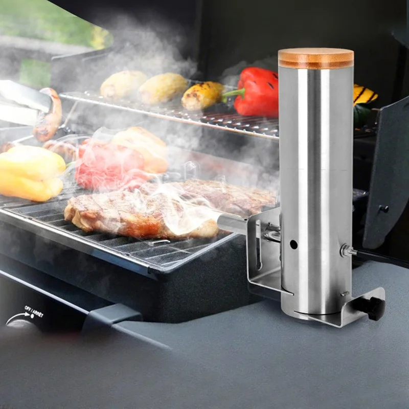 Smoke Generator with Lid Air Pump Portable Electric Smoker Grill Stainless Steel Pellet Smoker Tube BBQ Smoking Accessories
