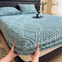 Soft Luxury Bed Cover Plush Bedspread - Thick Winter Fitted Sheet  Machine Washable, Deep Pocket Design