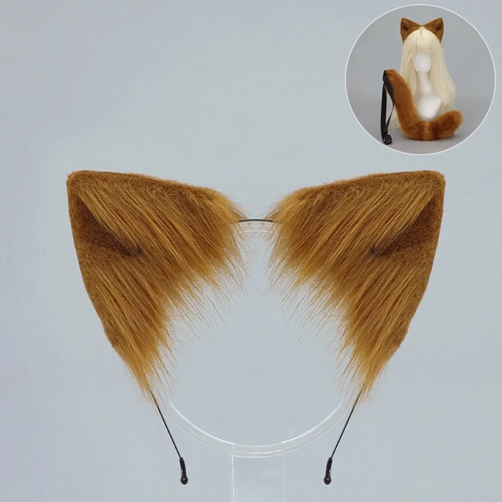 New Realistic Cat Ear Headband Lolita Furry Cat Tail Set Handmade Simulation Animal Ear Headwear Party Props