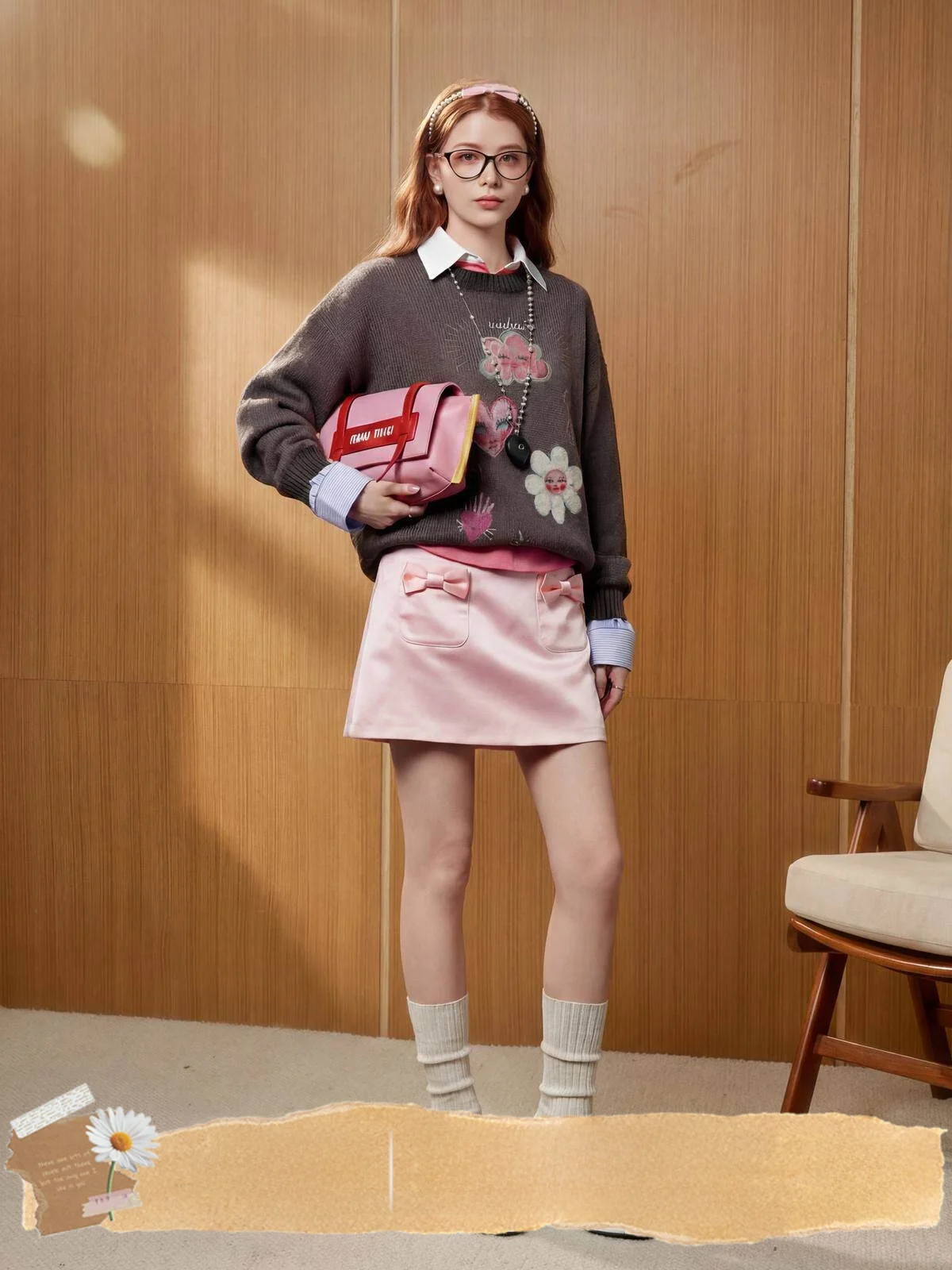 

ey Vintage Sle Hole Design Women's Sweater Princ Sle Loose Fit Long Sve Flower Embroidery Spring New Arrival