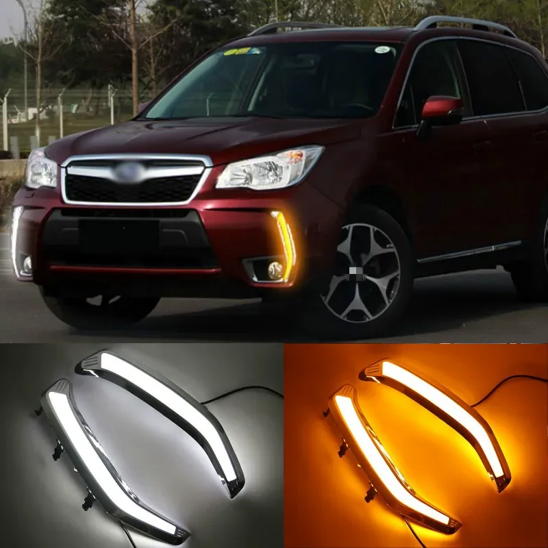 

1set For Subaru Forester 2013 2014 2015 2016 2017 2018 LED DRL Daytime Running Light Daylight Waterproof yellow Signal lamp