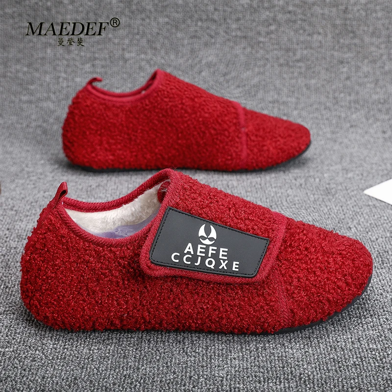 MAEDEF Women's Casual Flat Shoes Outdoor Non-slip Plush Cotton Shoes Warm Male Cotton Shoe Indoor Soft Comfortable Men's Shoes