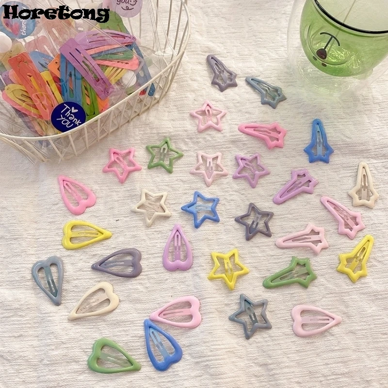 10 Pcs/Lot Children Cute BB Hairpin Geometric Stars Heart Ornament Hair Clips Girls Lovely Sweet Hairpins Kid Hair Accessories