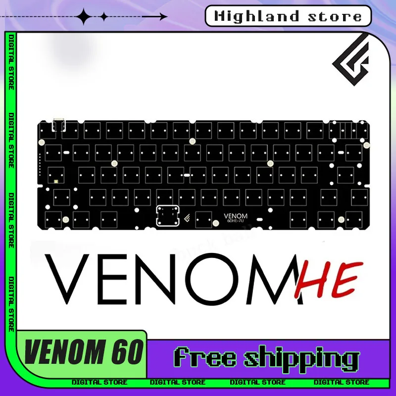 

Geonworks Venom 60 He, распознавающая пластина, магнитная клавиатура, индивидуальная позиционирующая пластина с прорезями для ПК, аксессуары для игровой клавиатуры, подарки