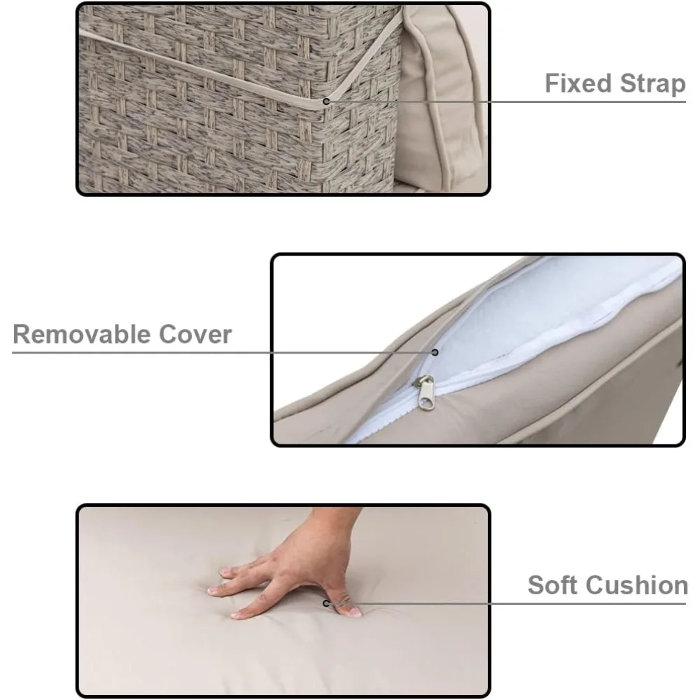 5-delige terrasmeubilairset, conversatieset voor alle weersomstandigheden, sectionele bank met waterbestendige grijze dikke kussens