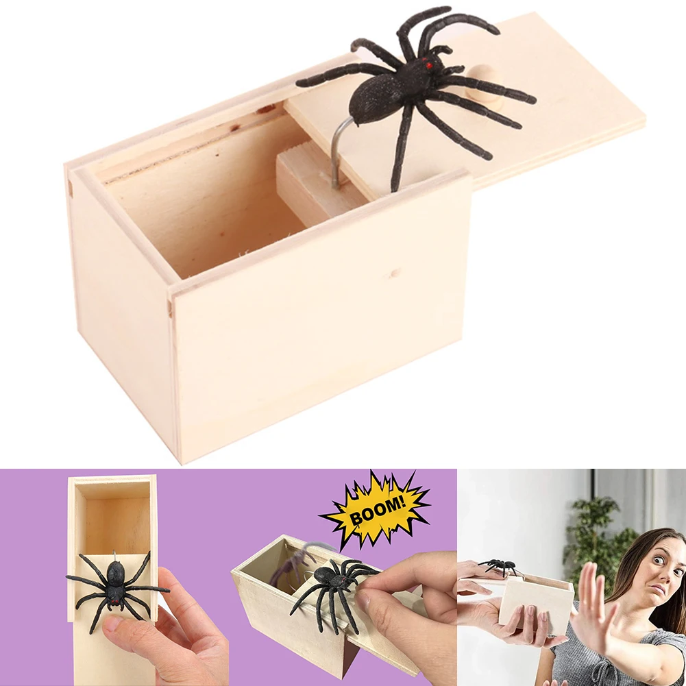 

Hidden in Case Trick Play Joke Pranks Stuff Toys The Original Spider Prank Box Funny Wooden Box Toy for Adults & Kids Gag Gift