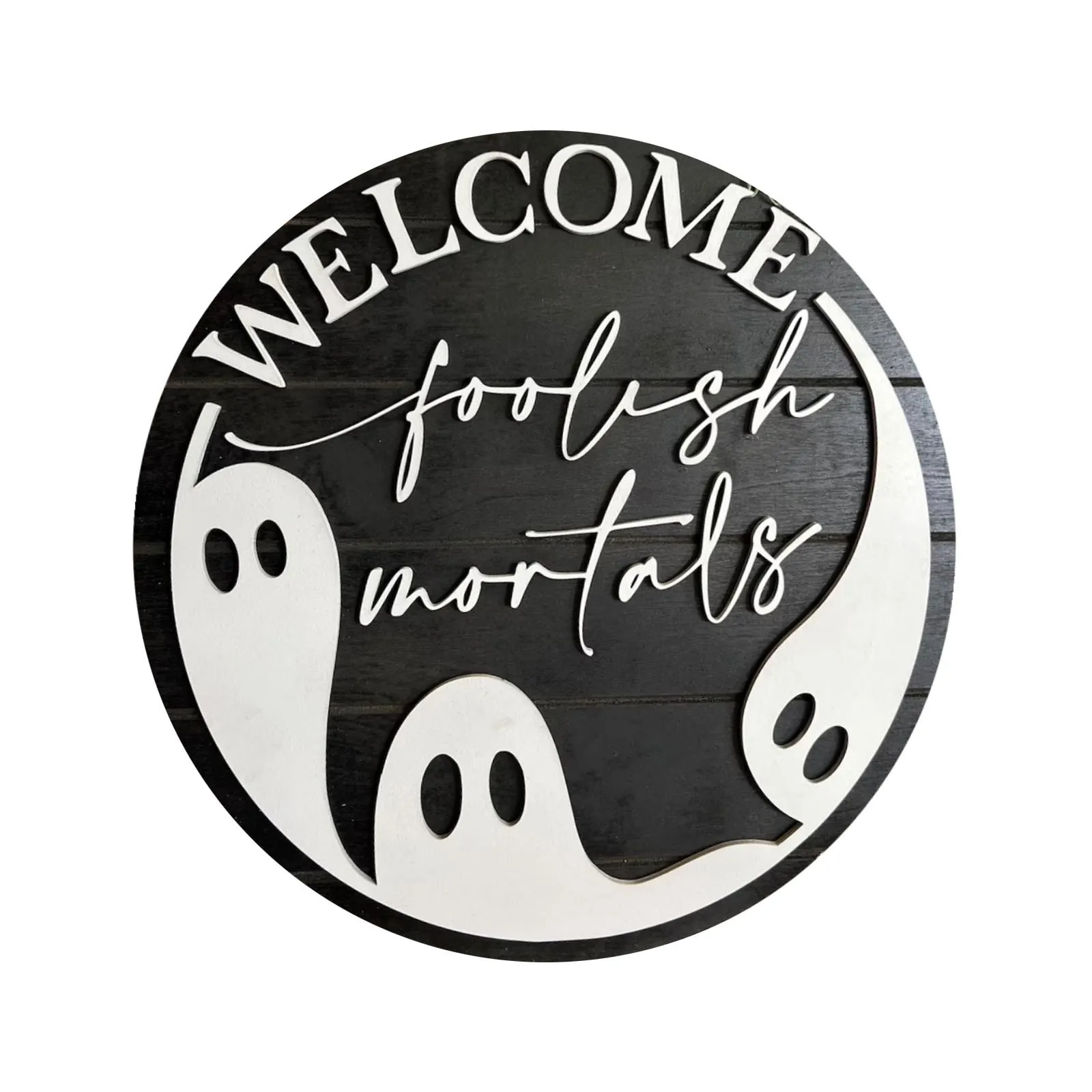 3D Horror Welcome Sign for Front Door Halloween Wreath Decoration Holiday Doorplate Wreath Home Decor Circle Doorway