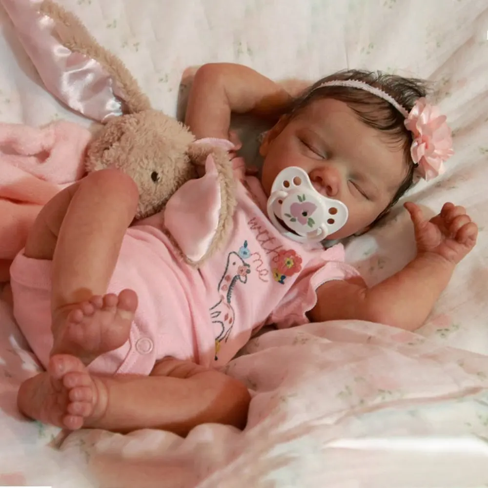 

18 inch Full Body Silicone Baby Doll Twin A Reborn Girl Doll Alive Real Bebe Hand Rooted Hair Play House Toy Dolls