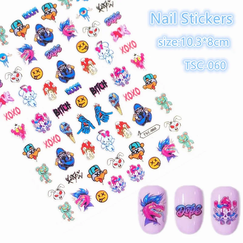 

Newest TSC-060 cartoon image series 3d nail art sticker nail decal stamping export japan designs rhinestones