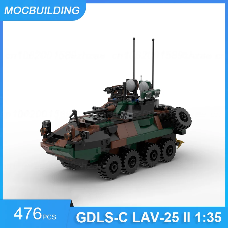 MOC Building Blocks GDLS-C LAV-25 II 1:35th Scale Model DIY Assemble Bricks Military Educational Creative Xmas Toys Gifts 476PCS