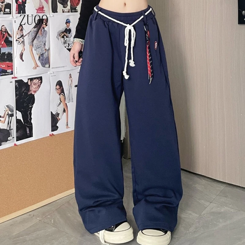 

Solid Color Sweatpants Women 2025 Autumn New Straight Leg High Street Loose Full Length Pants Versatile Casual Trousers Female