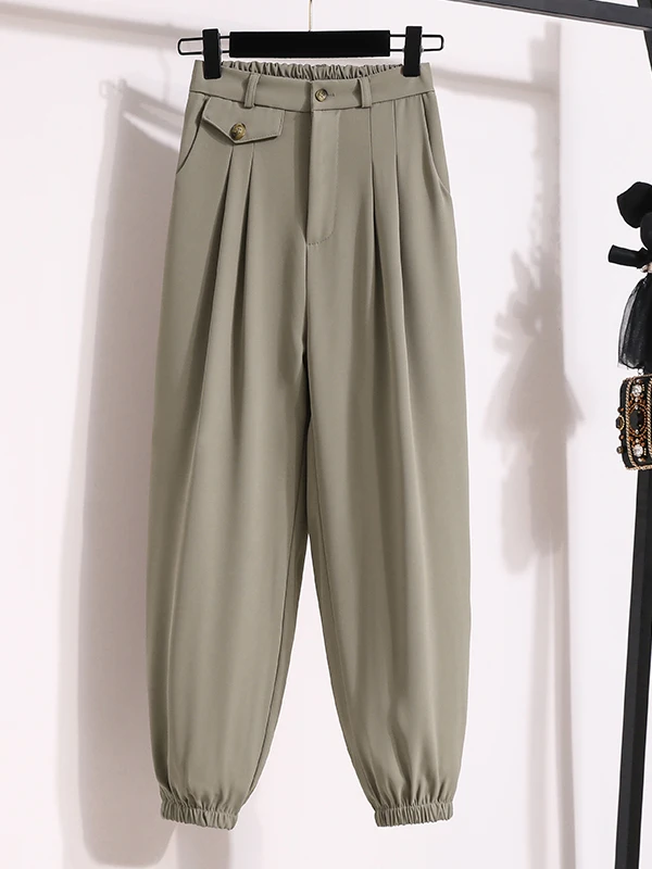 Bla ارتفاع الخصر فانوس السراويل النسائية عارضة السراويل الطويلة عمال Sle فضفاضة تناسب Faionable مريحة عالية الخصر السراويل