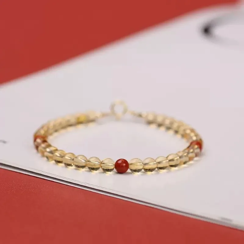 

Minar Handmade 14K Gold Copper Chain Clear Yellow Color Crystal Natural Stone Red Agate Strand Bracelets for Women Wholesale