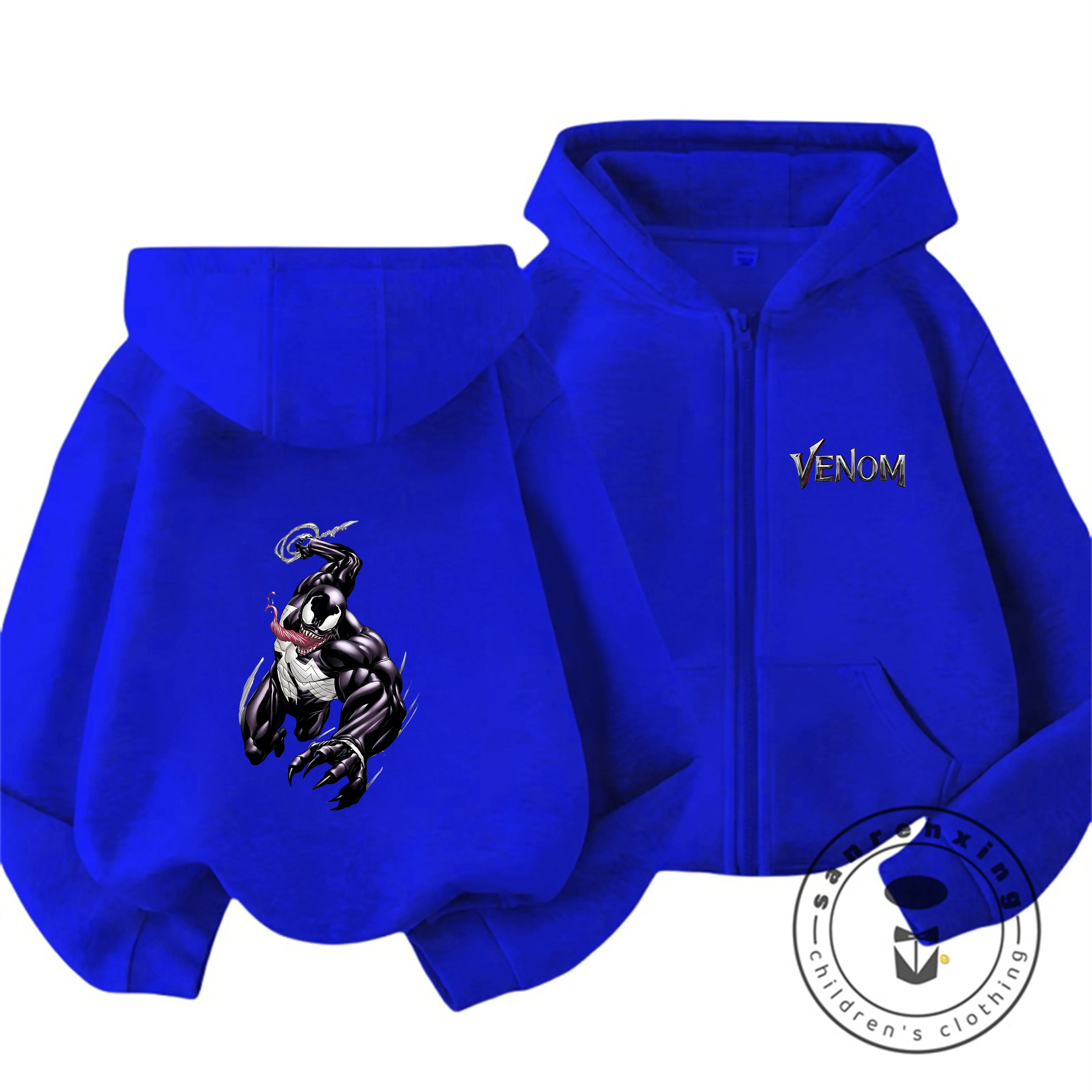 

2026 Autumn Winter Cute Kawaii Venom Zipper Hoodie 3-14Y Kids Boys Girls Cartoon Street Hot Fashion Outdoor Casual Warm