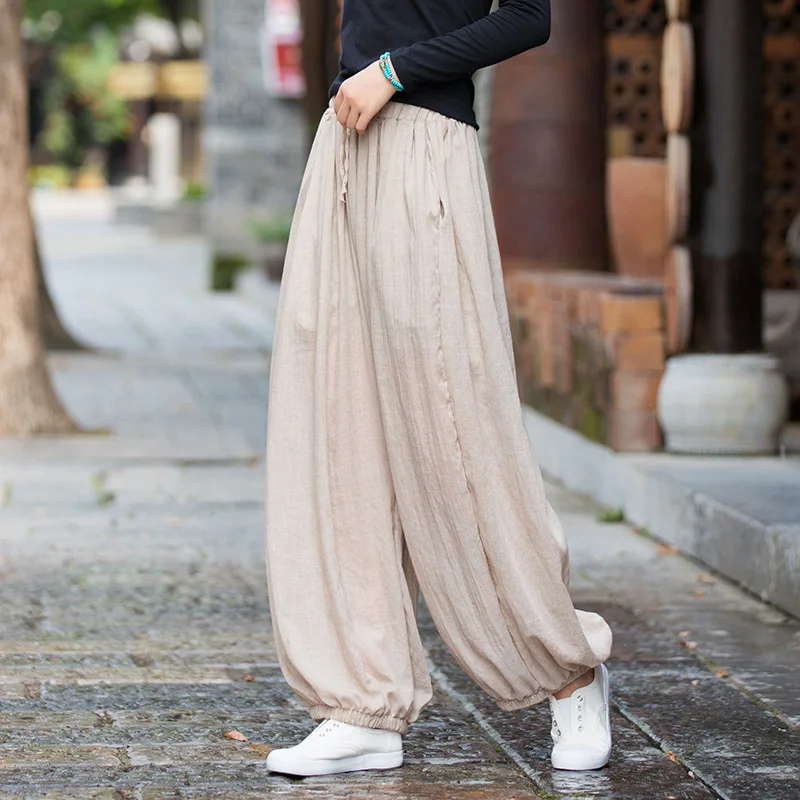 A/W Ramie Women's Pants - Zen Inspired Lightweight Bloomers for Meditation.