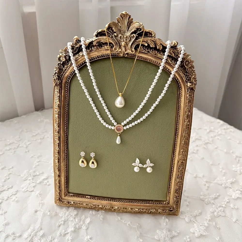 Flower pattern Photo Frame Necklace Stand Handmade Vertical Pendant Chain Display Rack Space Saving Multi-functional
