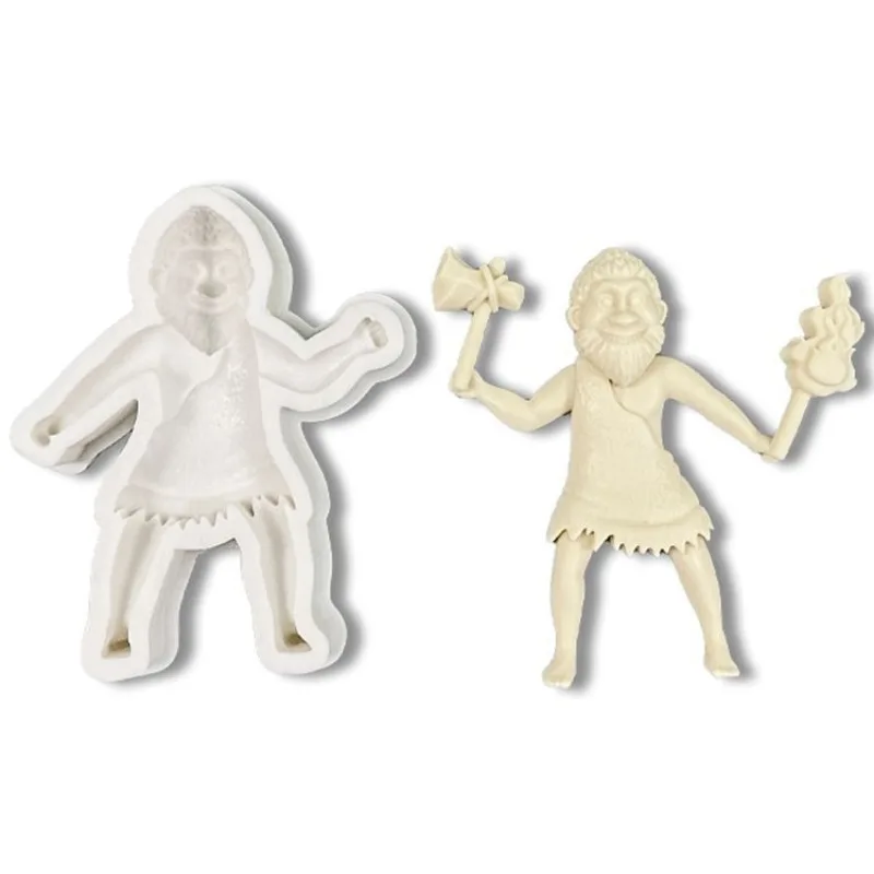 

Humanoid Fondant Chocolate Baked Cake Decoration Three Savage Weapons Torches Clay Silicone Mold