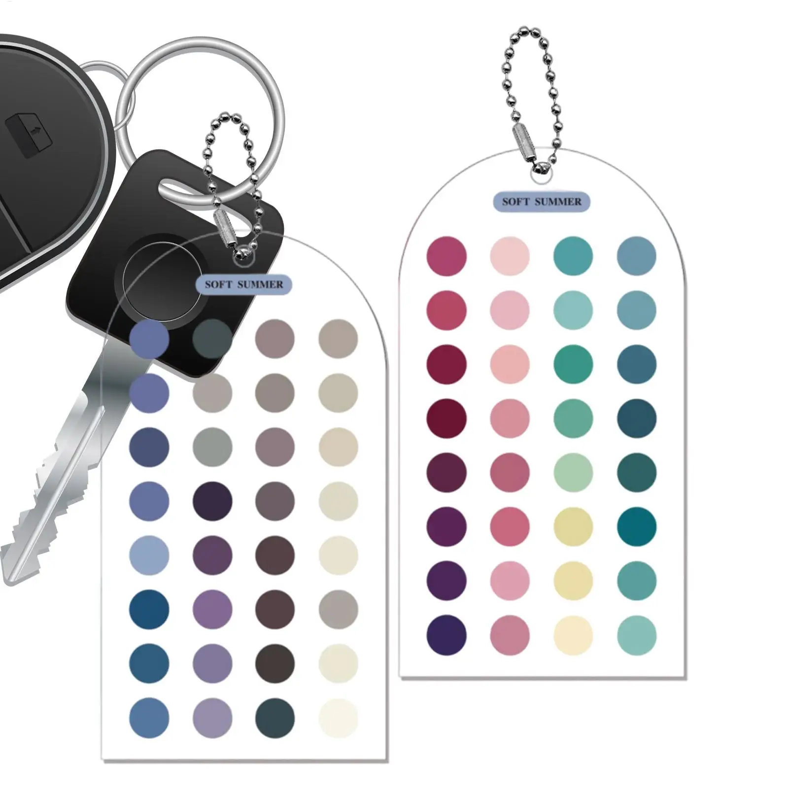 2pcs Acrylic Color Analysis Cards, Double-Sided Fashion Template w/Bead Chain, Personal Seasonal Color Matching Guide for Outfit