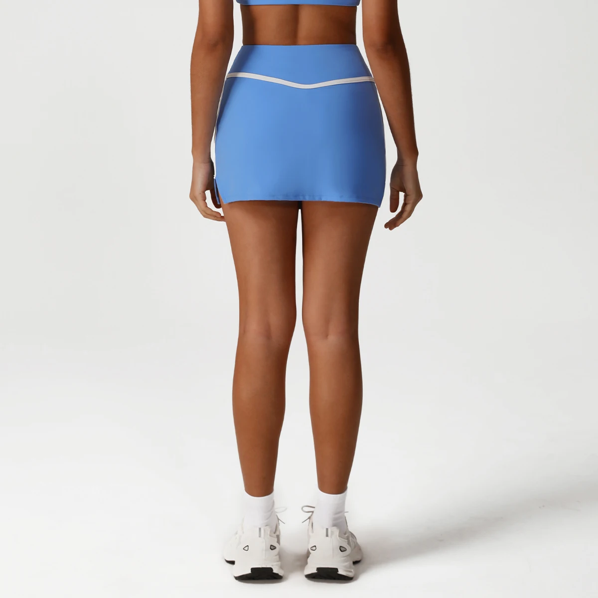 المرأة التباين اللون الشق تصميم طبقة مزدوجة عارضة في الهواء الطلق التدريب الصالة الرياضية اللياقة البدنية تنورة اليوغا الرياضة التنس Skort #5