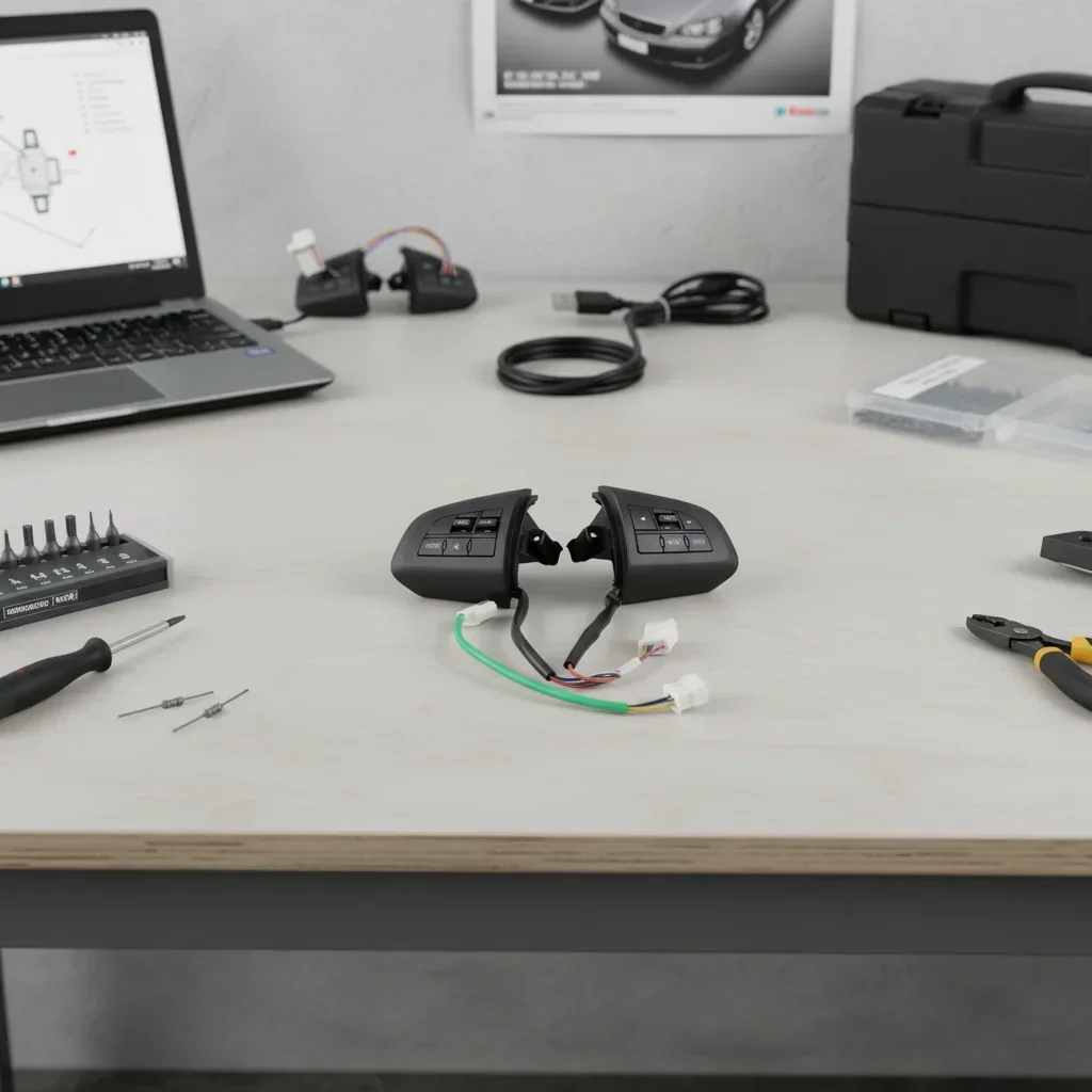 

For Mazda 3 5 CX-7 2011-2013, 75B979 Replacement Steering Wheel Audio Control Buttons, ABS Switch Set Compatible