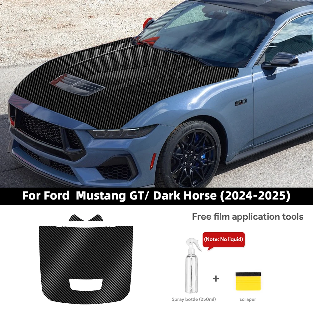 

Для Ford Mustang GT Dark Horse 2024 2025 автомобильный передний капот капот двигателя узор из углеродного волокна TPU PPF пленка защитная наклейка