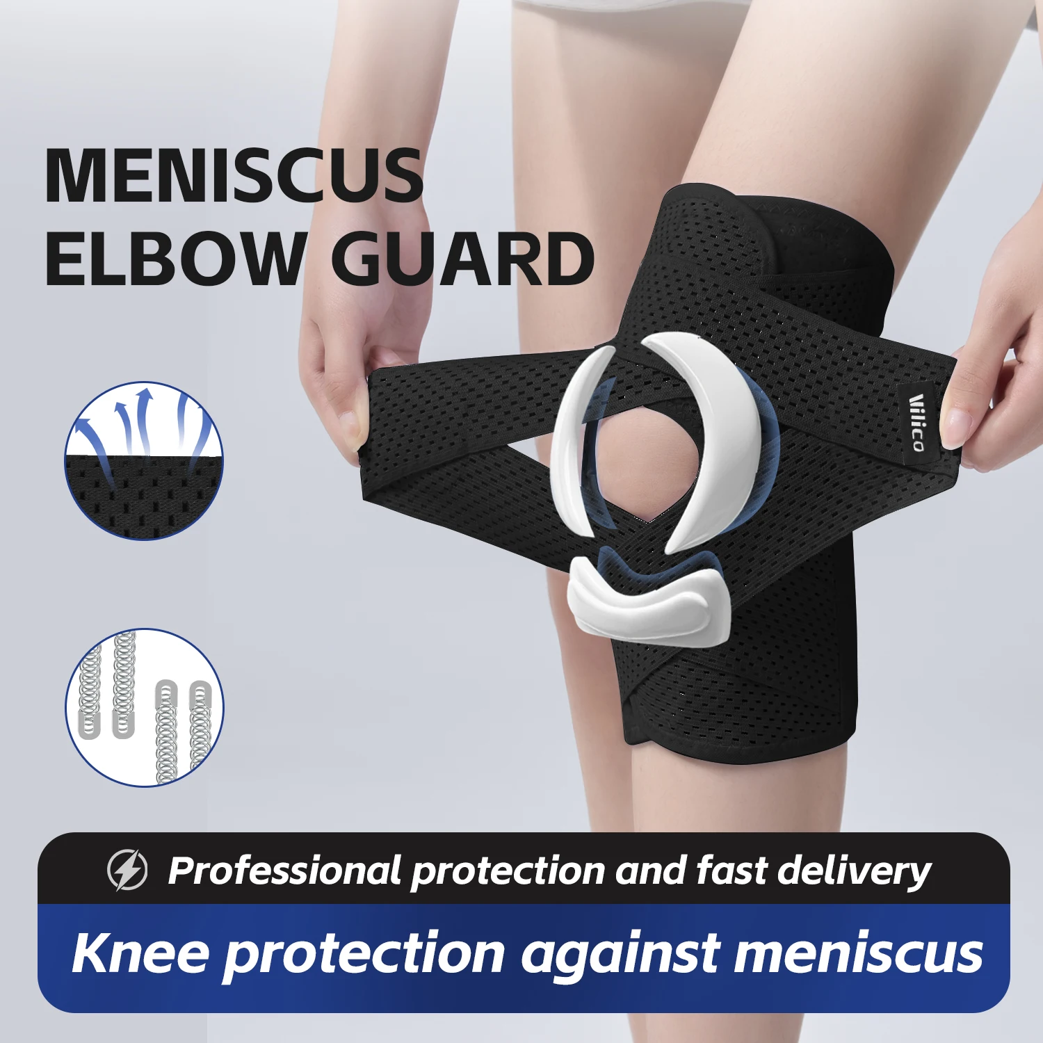 

Sports Kneepad Pressurized Elastic Knee Pads Knee Support Joints Protector Fitness Gear Injury Recovery Brace Protector Non-Slip