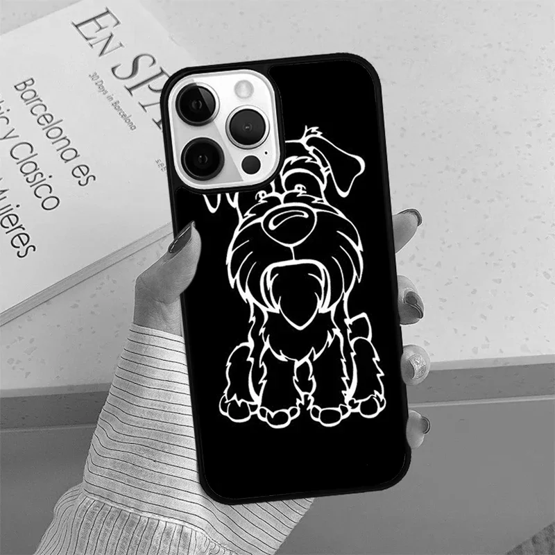 Juste de téléphone avec chien Schnauzer pour iPhone, coque pour iPhone SE2020 15 14 13 Pro Max 12 11 Pro Max pour Apple 8 PLUS 7 6S Poly X XS Fundas