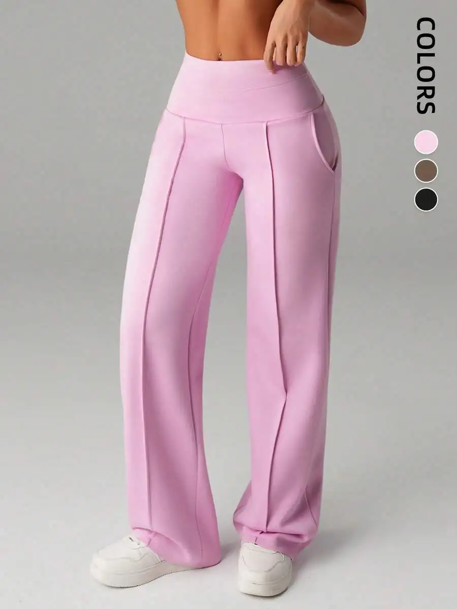 

Women High-Waisted Wide Leg Loose Track Pants For Daily Gym Commute