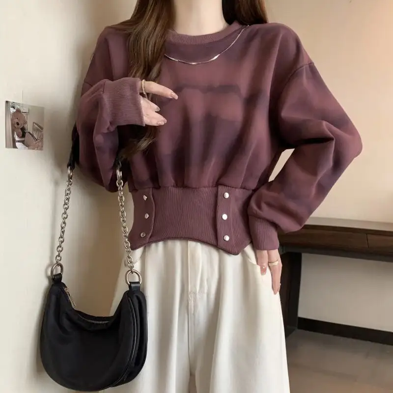 Women\'s Autumn Winter New Fashion Elegant Round Neck Pullover Long Sleeve Casual Versatile Western Commuting Comfortable Tops