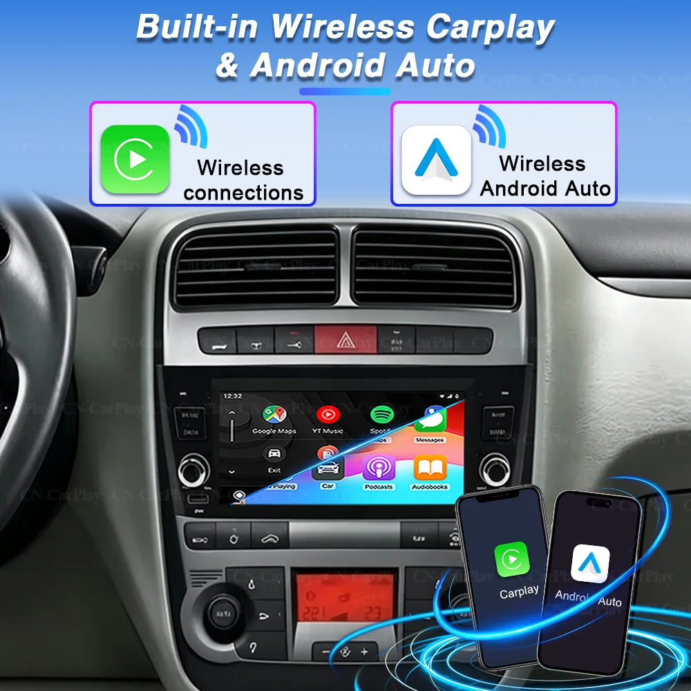 Carplay Android Auto For FIAT Punto 2005-2009 For Linea 2007-2011Car Radio Multimedia Video Player Navigation GPS 8 Core BT DSP