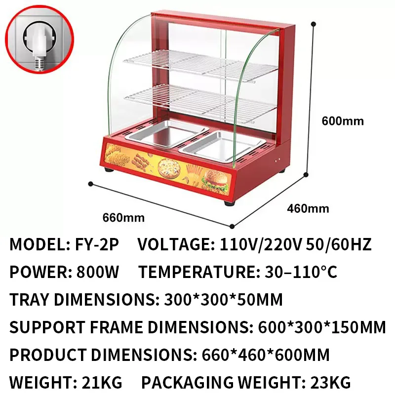 Countertop Hot Food Holding Cabinet—Ideal for Restaurant Buffets—3-Sided Transparent—Electric Hot Food Holding Cabinet