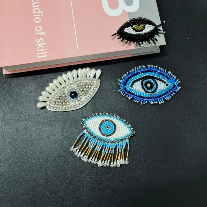 Fashion Handmade Beaded Pearl Fringe Eye Clothing Accessories Patch DIY Brooch Bag Cap Decorative Accessories