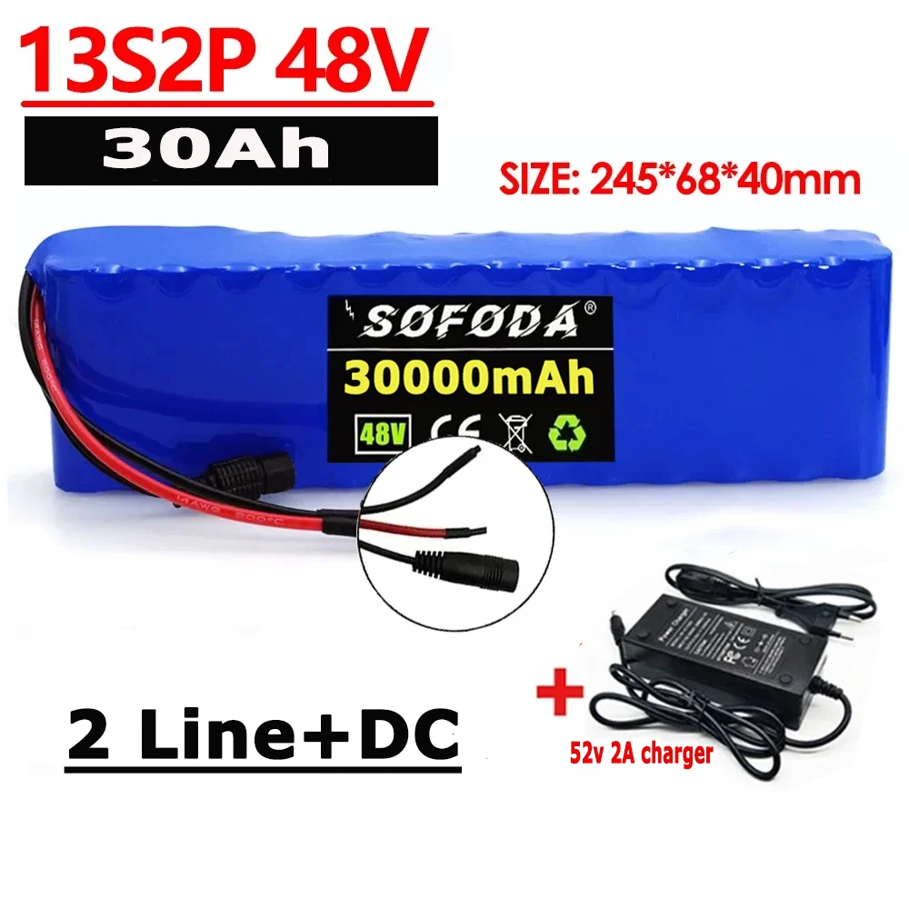 

2024 electric scooter Battery 48V 30Ah 1000w 13S2P XT60 Lithium ion Battery Pack 30000mah ForElectric bicycle with BMS+charger