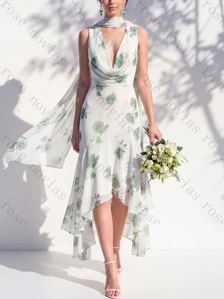Customized Sexy Mermaid V-Neck Bridesmaid Dress with Scarf Elegant Backless Evening Dress Exquisite High Quality Prom Party Gown
