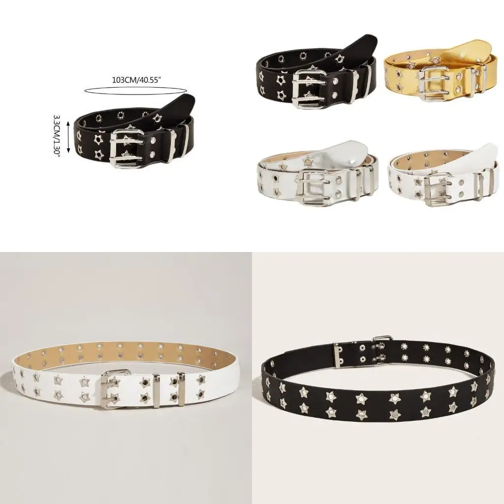 

39BD Cool Waist Belt for Women Decorative Belt for Pants Dress Pin Buckles Wide Belts