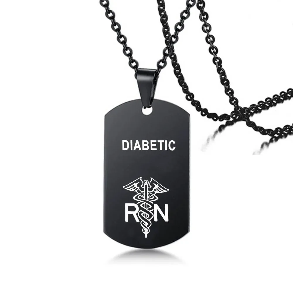 BLOOD THINNER Men's Medical Alert ID Necklace Dog Tag Pendant Stainless Steel ICE SOS Woman Men Jewelry