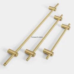 Adjustable！A Luxury Solid Brass Long Handle With Adjustable Pitch Modern Gold Wardrobe Cabinet Glass Door Handles Drawer Pulls