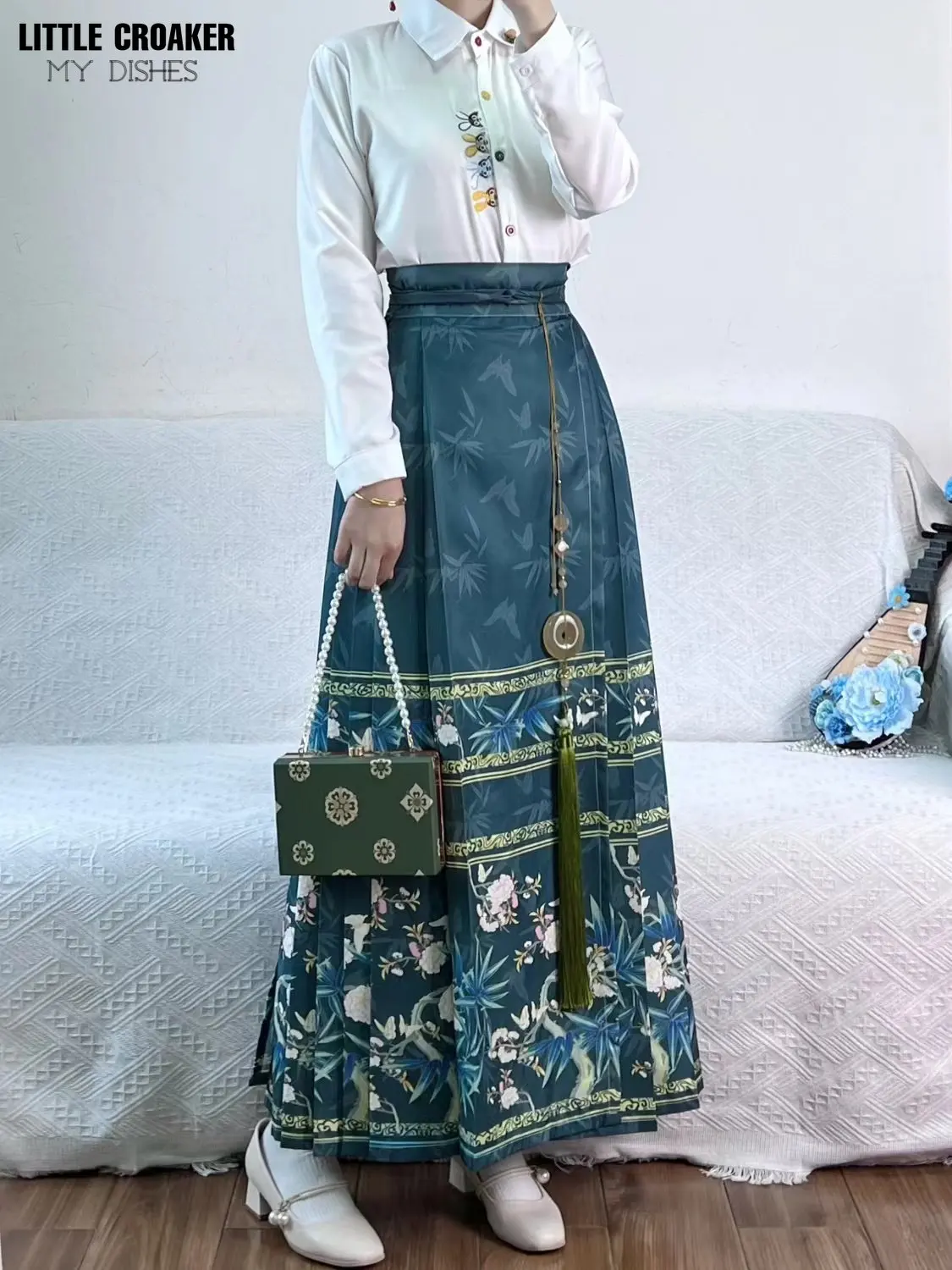 Dinastia Ming Melhorada Chinês Antigo Tradicional Diário Desgaste das Mulheres Hanfu Cavalo Face Saia Moderna Hanfu Roupas