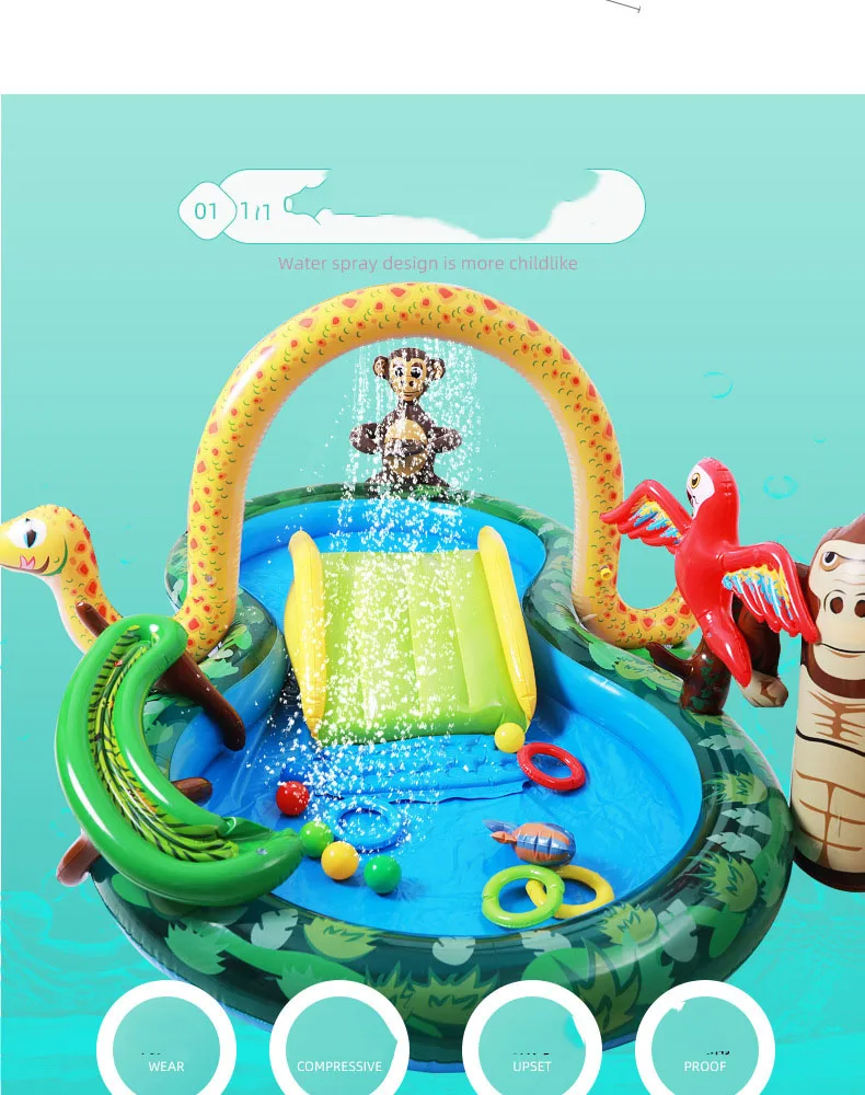 New Large Children\'s Swimming Pool Water Slide Inflatable Pool for Kids Summer Water Spary Play Slide Pools for Children