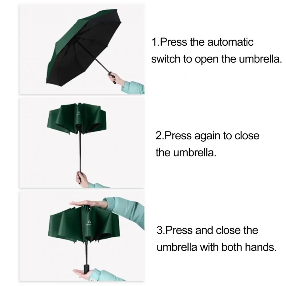 Rain Sun Umbrella Portable Folding Umbrella with Uv Protection Windproof Rainproof Travel Umbrella Lightweight Automatic