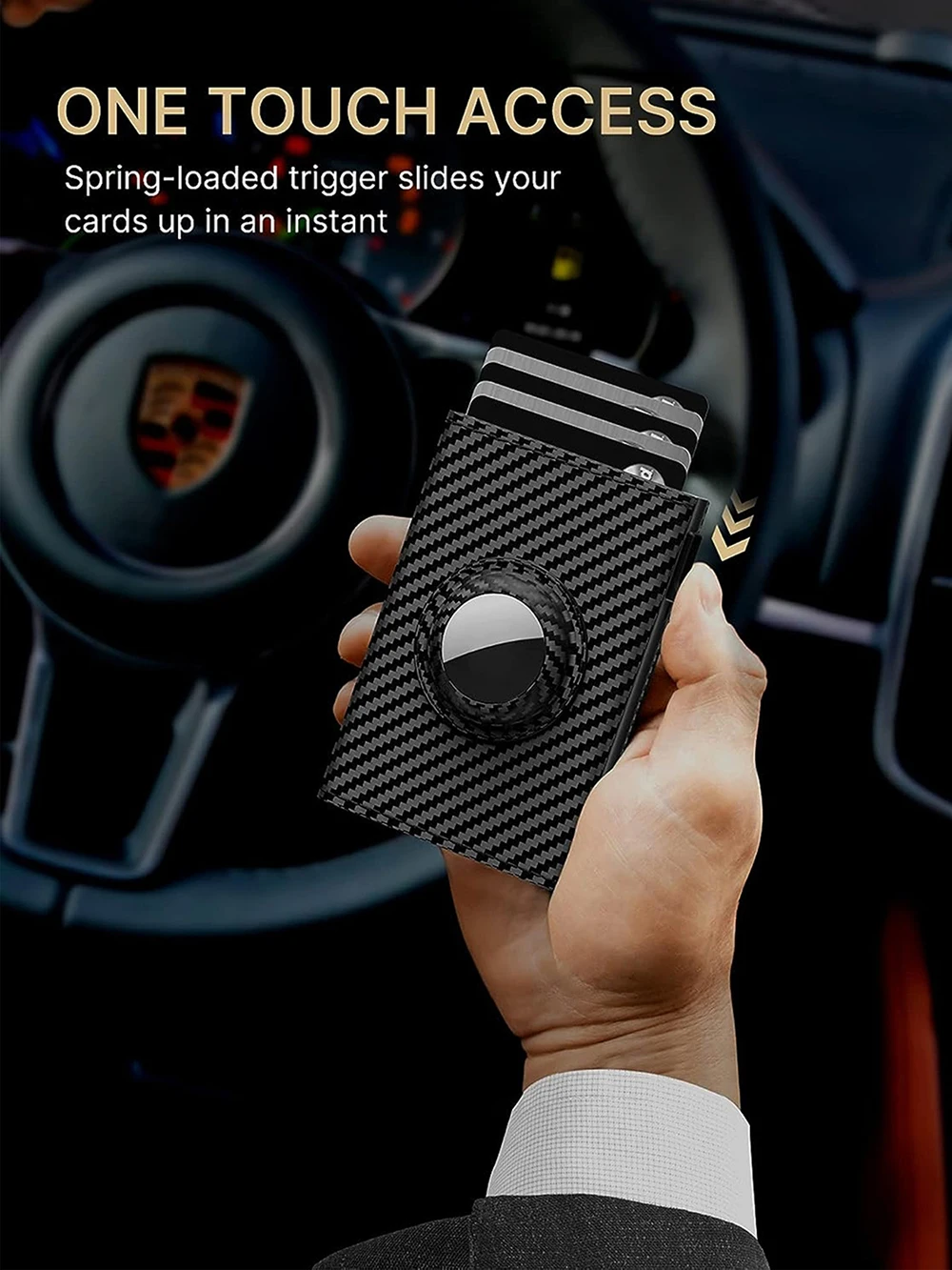 Men Card Holder Wallet for AirTag with Positioning Slot Metal Purse Triple Fold RFID Blocking Credit Card Clip Money Storage Bag