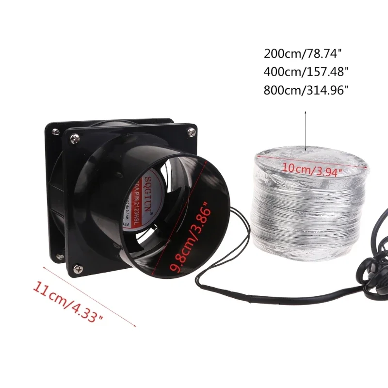 Exhaust Fan Duct Air Ventilation Blower Window Extractor Toilet Kitchen Industrial Fan Adjustable Speed with Duct Hose E7CB